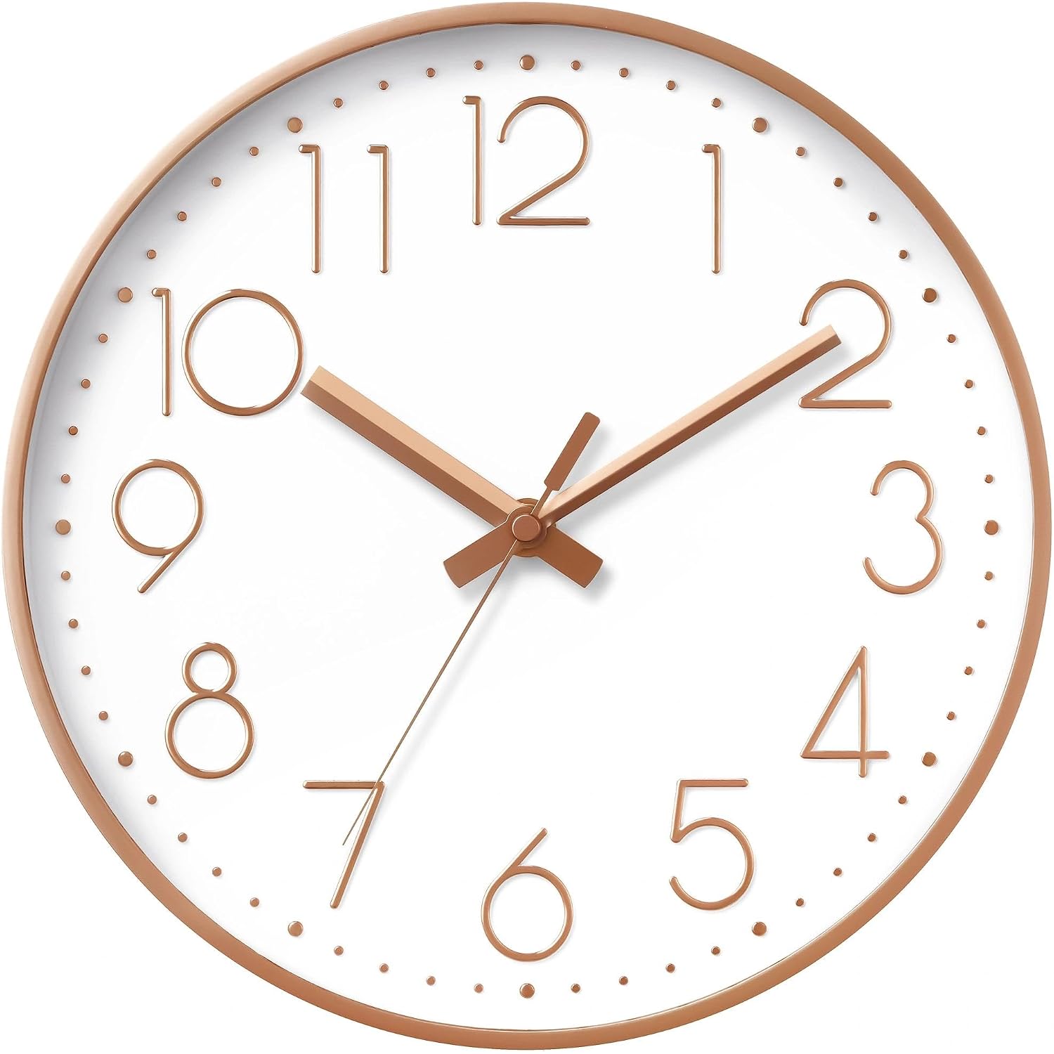Daxsmy Wall Clock - 8 Inch Silent Non-Ticking Modern 3D Wall Clocks Battery Operated - Decorative Clock For Kitchen, Home Office, Bathroom, Bedroom(Rose Gold)