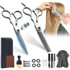 Japanese 6Cr13 Steel Hair Cutting Scissors Kit, 21-Pcs Barber Shears Set | Sharp No-Pull Blades Made Of Premium Japanese Steel. Complete 21-Pcs Haircut Set For Professional Barbers And Home Salon.