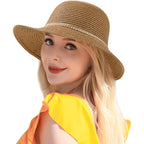 Beach Sun Straw Hats For Women, Upf 50+ Uv Sun Protection Wide Brim Summer Straw Hat Foldable Packable Roll Up Cap