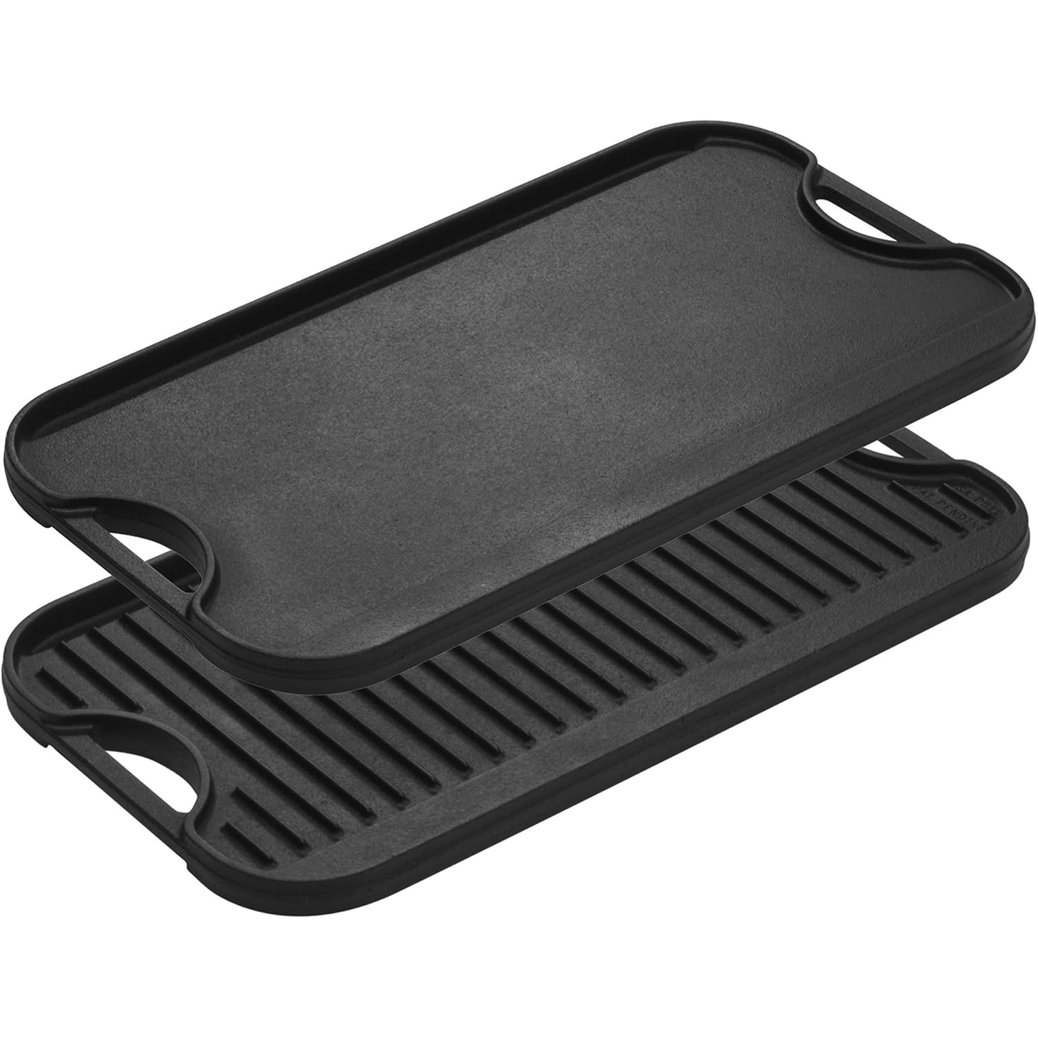 Lodge Pro-Grid Reversible Grill/Griddle - 20 Inches X 10.5 Inches - Dual-Sided Cast Iron Griddle - Double Burner Grill - Even Heat Distribution - Pfas-Free Non-Toxic Cookware