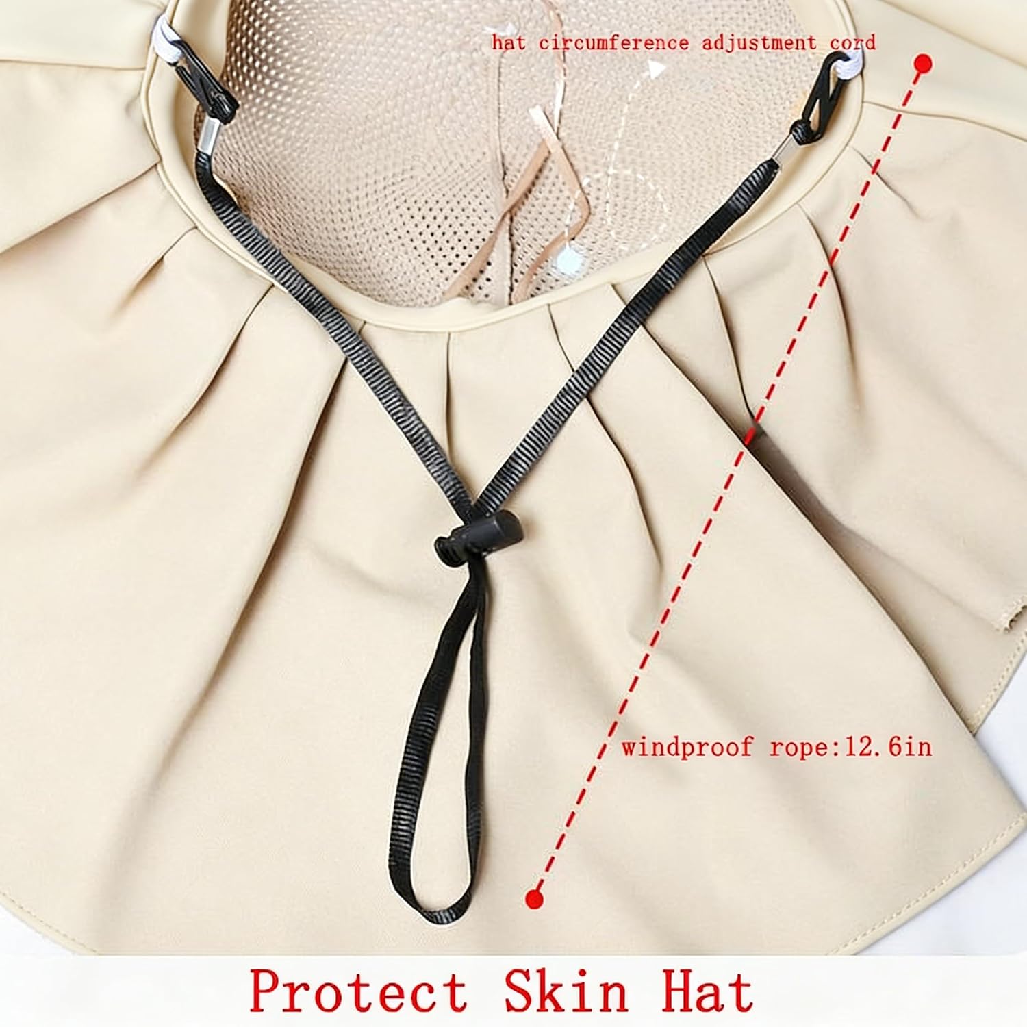 Sun Hats for Women Wide Brim Foldable Bucket Cap with Neck Flap Outdoor UV Protection Beach Hat for Summer Travel Beige