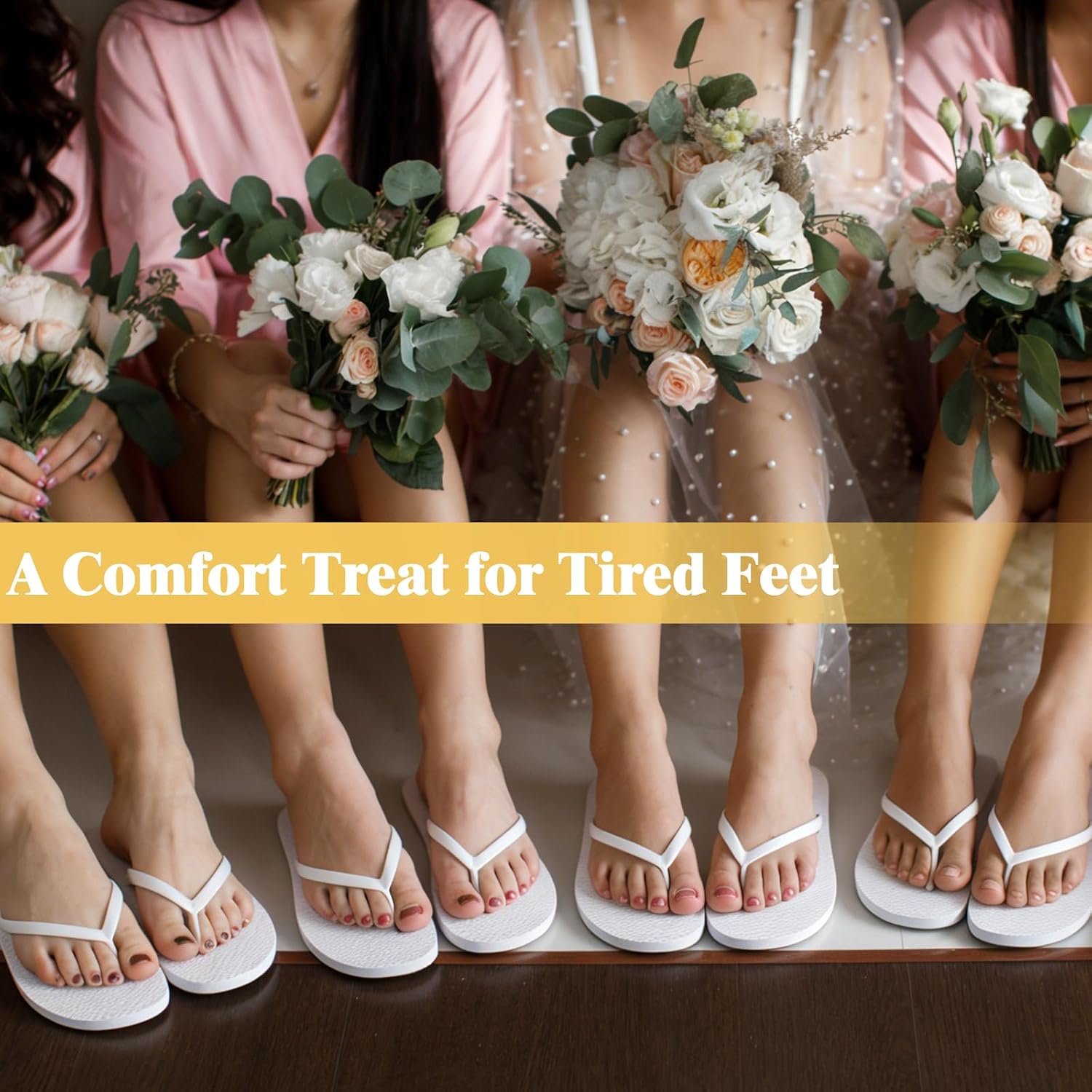 24/36/48 Pairs Flip Flops Bulk For Wedding Guests, Women Wedding Sandals & 1/2 Collapsible Linen Storage Bins & Display Sign, Comfortable Bride Slippers For Reception Beach Pool Party Favors