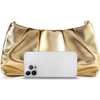 Women'S Clutch Purse, Pleated Evening Handbag, Shoulder Bag With Detachable Chain And Shoulder Strap