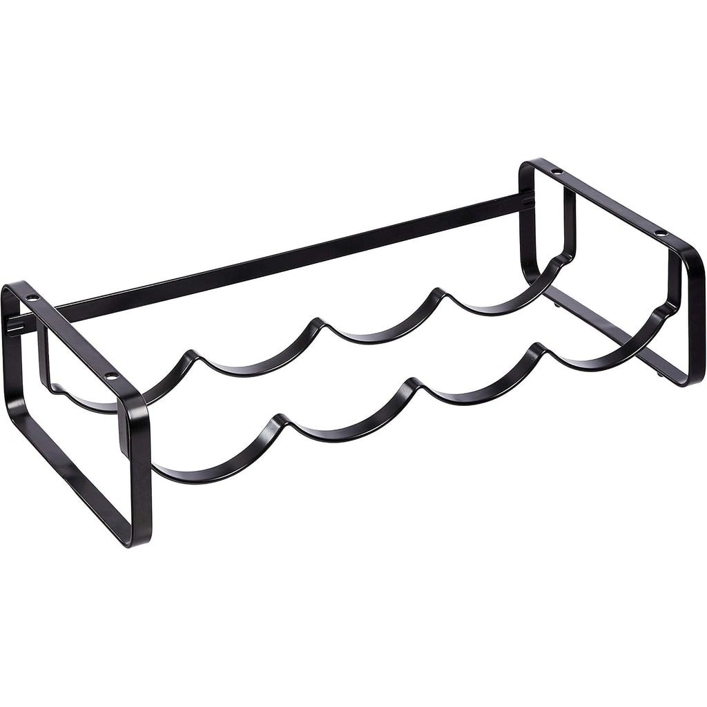 Amazon Basics Tabletop Stackable 4-Bottle Metal Wine Rack, Wine Storage, Space Saving, No Assembly Required, 3.74"D X 15.75"W X 7.87"H, Black