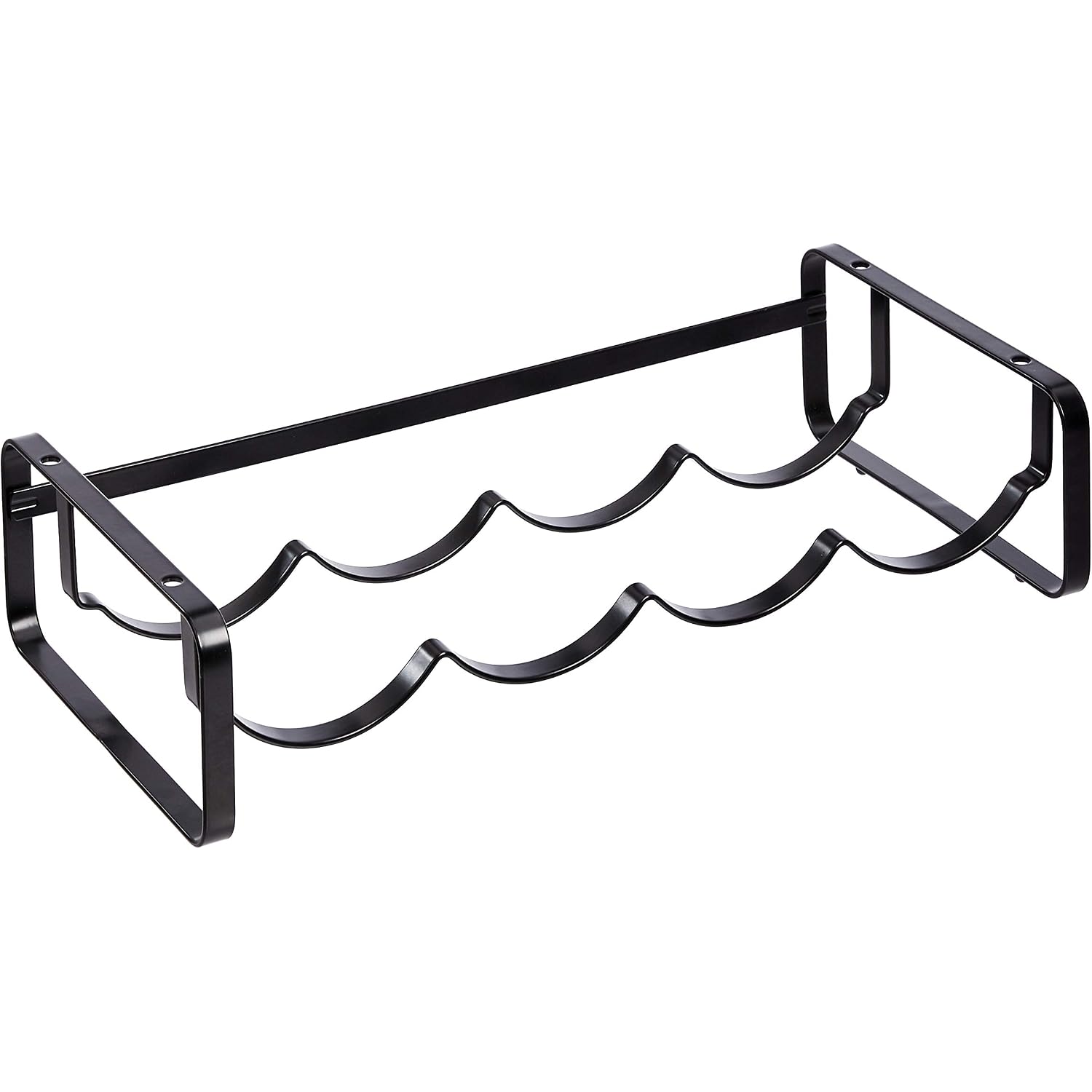 Amazon Basics Tabletop Stackable 4-Bottle Metal Wine Rack, Wine Storage, Space Saving, No Assembly Required, 3.74"D X 15.75"W X 7.87"H, Black