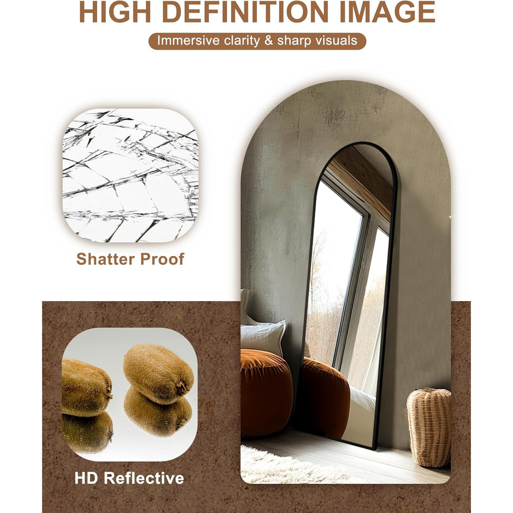 Delma Arched Mirror Full Length,Standing Mirror Full Body,Large Floor with Stand for Wall Entryway Door Bedroom Bathroom Living Room