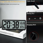 Digital Lcd Wall Clock Easy To Set, 8.5 Inch Lcd Screen With Time/Date/Temperature Display,Simple Digital Desk Clock With 12/24H For Bedroom Living Room Office Décor