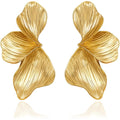 OGD Chunky Gold Statement Earrings For Women Trendy Gold Plated Sectored Flower Leaf Angel Wing Earrings Large Stud Jewlery Hypoallergenic