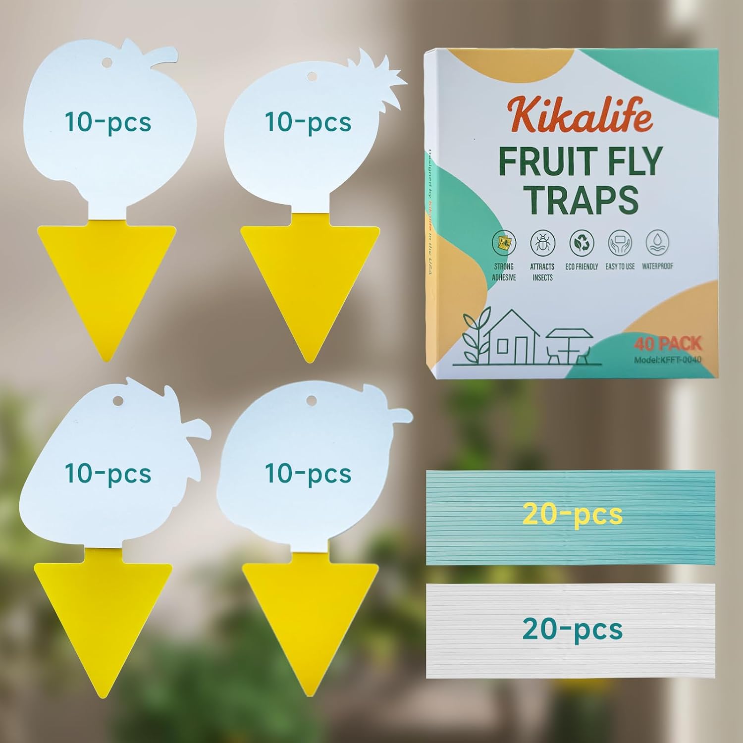 Fruit Fly & Fungus Gnat Traps 40 Pack, Yellow Sticky Traps | Non-Toxic, Odorless Yellow Sticky Traps For Fruit Flies, Fungus Gnats, Whiteflies, Aphids & Other Flying Pests.