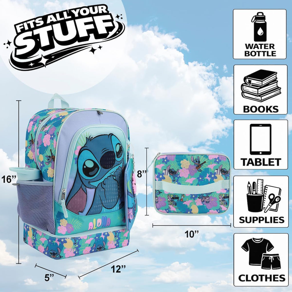 Bioworld Womens Kid Lilo & Stitch Backpack Set (Little Kid/Big Kid) Purple Onesize
