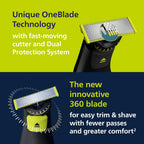 Philips Norelco OneBlade Pro 360 Face + Body Electric Shaver, Beard Trimmer and Groomer, with 360 Blade Technology, 14-Length Precision Comb, Body Kit, Soft Pouch, Model QP6542/70