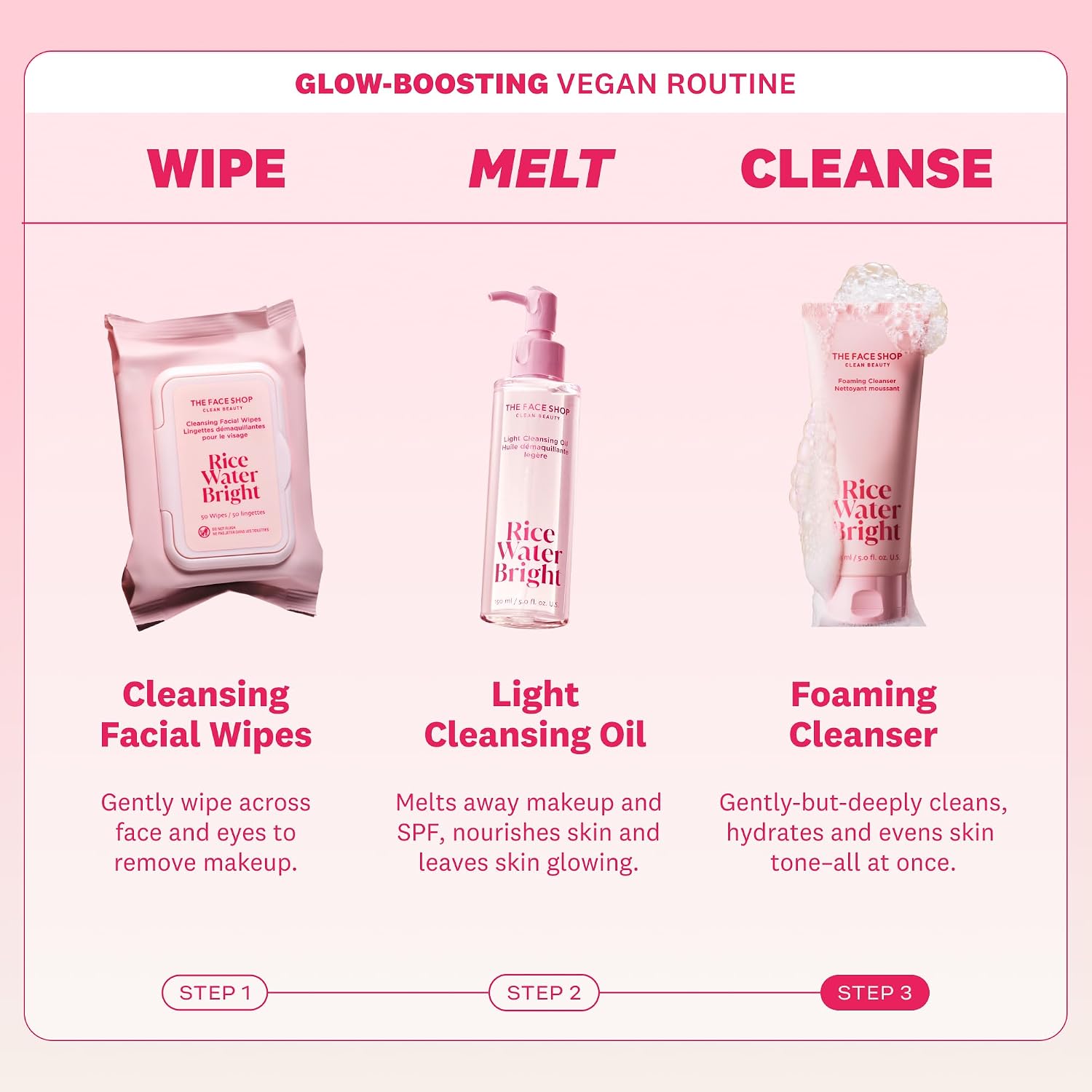 The Face Shop Rice Water Bright Foaming Cleanser, Hydrating Korean Face Wash With Ceramides, Deep Pore Cleansing, All Skin Types, Gentle Skincare, Vegan, 5.0 Fl. Oz.