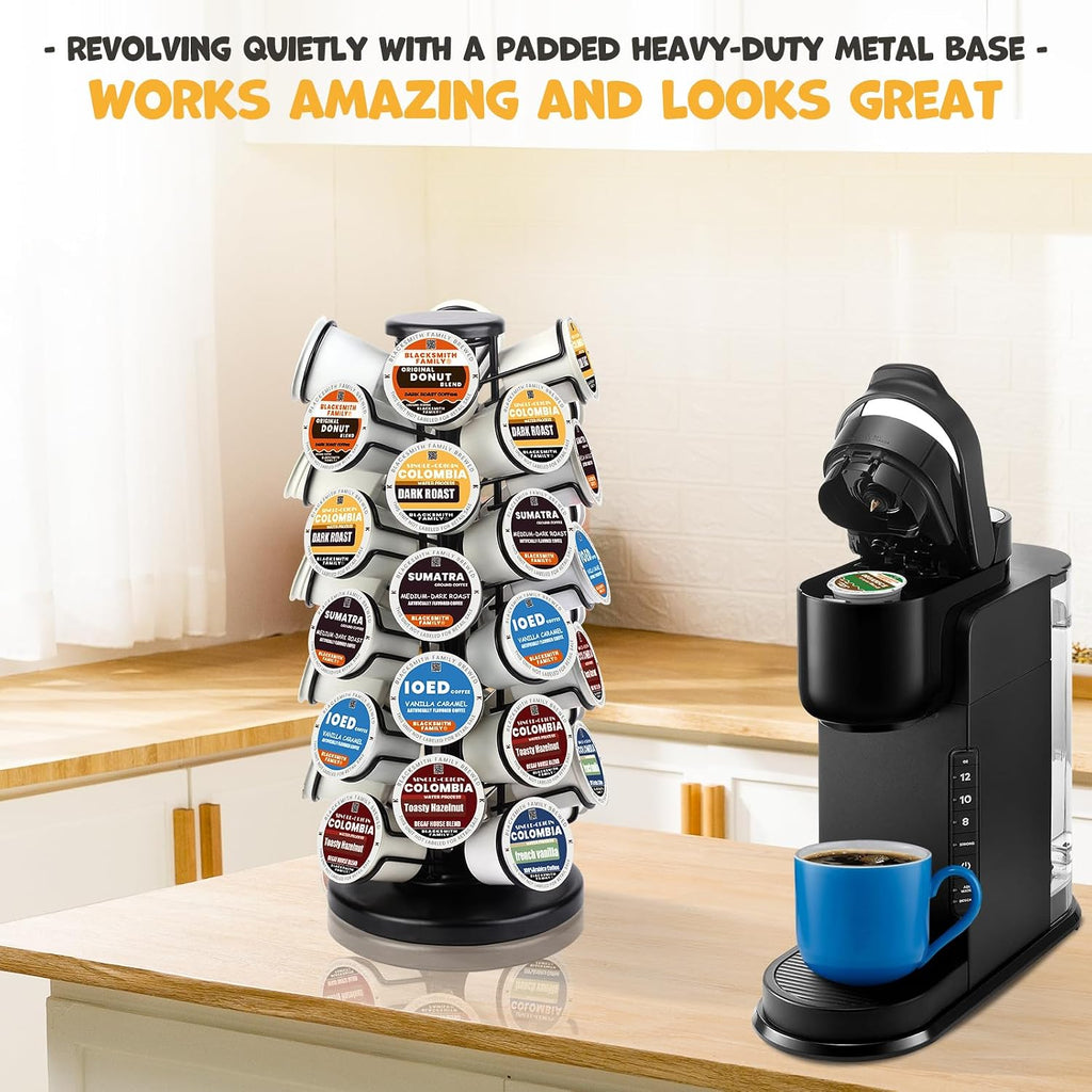 Blacksmith Family K Cup Holders,K Cup Holder, K Cups Holder,K Cup Carousel, Coffee Pods Holder Storage Organizer Stand,No Assembly Required,Black (Capacity Of 40 Pods, Black)