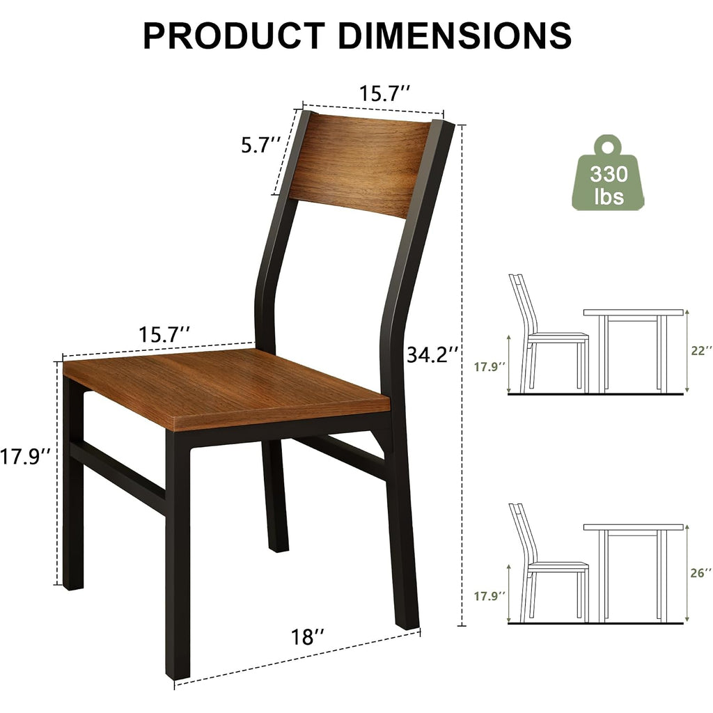 Feonase Dining Chairs Set Of 6, Modern Kitchen Chairs With Ergonomic Backrest, Mdf Board And Metal Legs, Dinner Chairs For Dining Room, Kitchen And Living Room, Walnut