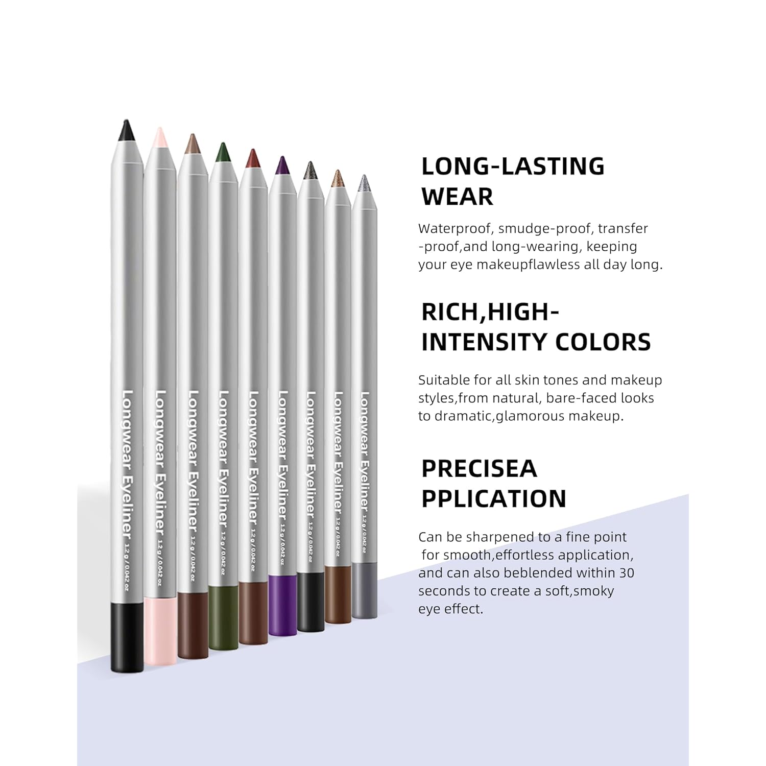 Matte Waterline Gel Eyeliner Pencil, Longwear Deep Black Eyeliner Pencil Waterproof & Smudge Proof Creamy Smooth Eye Liner,Retractable Eye Liner Brightener Pen Crayon Eyes Makeup Gift for Women-01