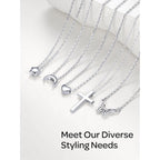 ChicSilver Personalized 925 Sterling Silver Dainty Small Cross/Heart/Butterfly/Star/Moon/Dot/Triangle Pendant Necklace for Women, Silver/Gold/Rose Gold/Black (with Gift Box)