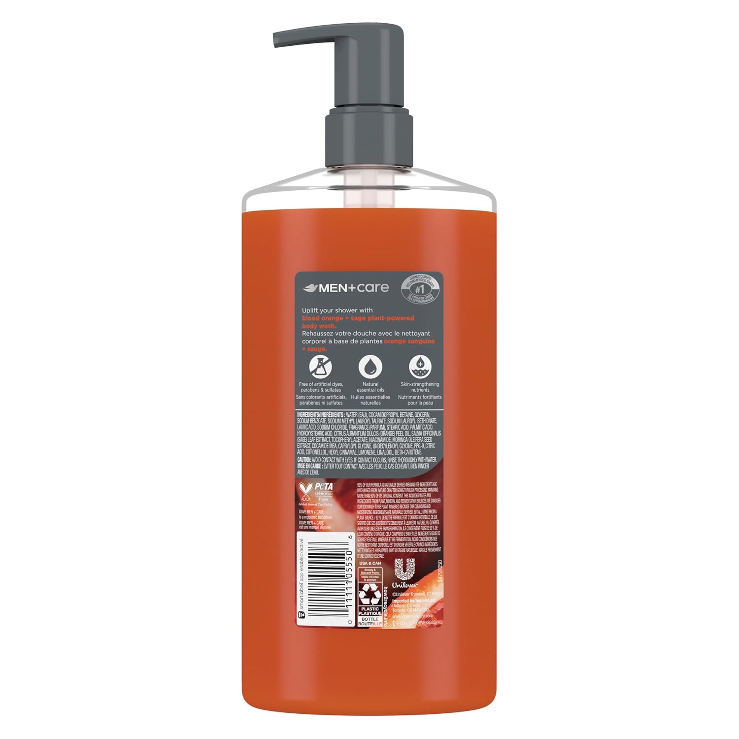 Dove Men Blood Orange + Sage Moisturizing Body Wash | #1 Dermatologist Body Wash For Men, Sulfate Free, Paraben Free, & Dye Free | 26Oz