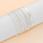 DEARMAY 14K Gold Plated Ankle Bracelets for Women Waterproof - Dainty 6Pcs Anklets Layered Cuban Link Chain Herringbone Cute Anklets Set Pack Summer Beach Jewelry Gift for Women Teen
