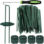Bakulyor 50Pcs Green Artificial Turf Stakes Staples + 50Pcs Buffer Washer, 6 Inch 11 Gauge Landscape Staples, Galvanized Lawn Spikes, Heavy Duty Yard Ground Pin For Grass Weed Barrier Sod Fabric