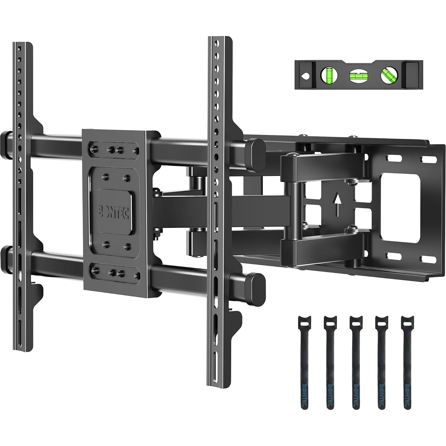 Bontec Full Motion Tv Wall Mount For 37-85 Inch Tvs, Hold Up To 132Lbs, Heavy Duty Swivel Tilt Tv Mount, Articulating Dual Arm Wall Mount Tv Bracket, Max Vesa 600X400Mm, Fits 16" Wood Studs