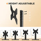 Universal Swivel Tv Stand Base Table Top Tv Stand For 17-43 Inch Tvs Height Adjustable Monitor Mount Stand, Holds Up To 88Lbs, Max Vesa 200X200Mm, Ts205