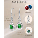 FANCIME Dangle Drop Earrings 925 Sterling Silver Dainty Infinity Round Gemstone Birthstone Jewelry Birthday Mothers Day Gifts for Her Women