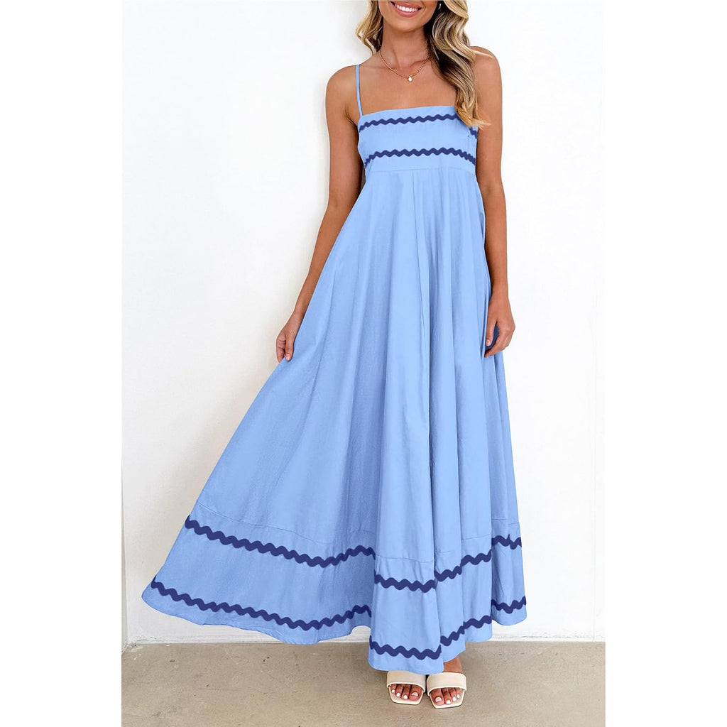 Prettygarden Women'S 2026 Summer Flowy Maxi Dress Casual Sleeveless Spaghetti Strap Ruffle Beach Long Dresses