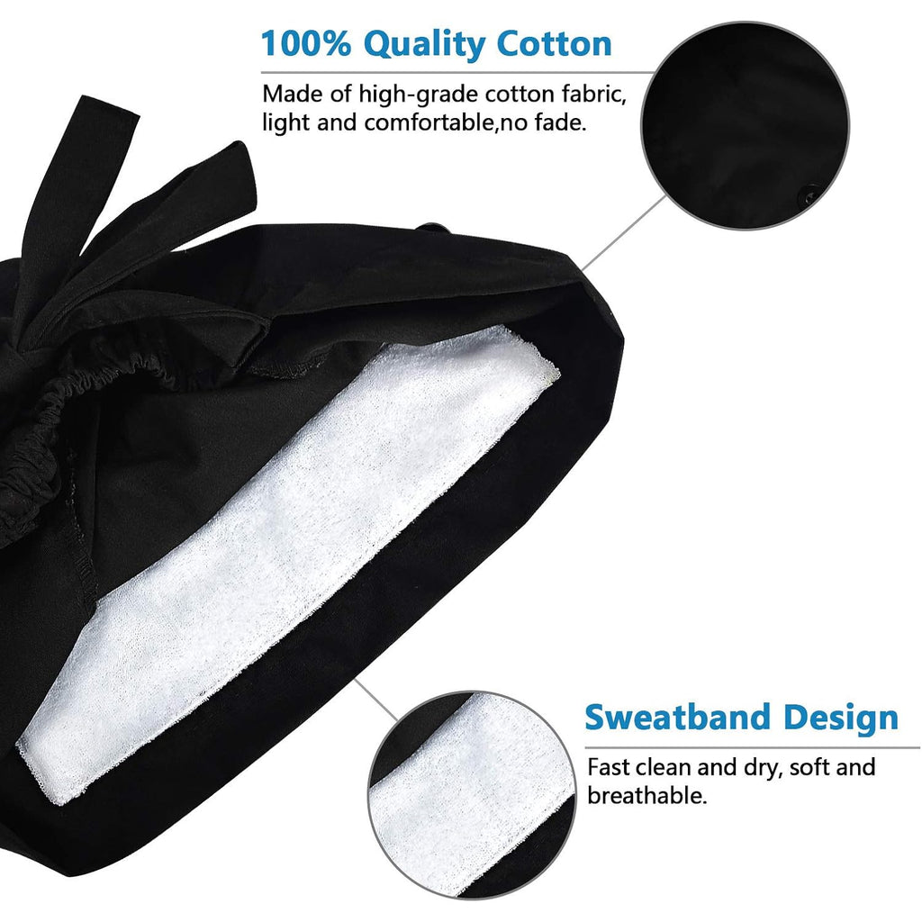 Fesciory Adjustable Working Caps With Button & Sweatband, Women Ponytail Pouch Hats, Long Hair