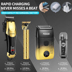 Hair Clippers For Man With An Led Display, A 4-Piece Cordless Grooming Set That Includes Hair Clippers, T-Shaped Trimmer,Double-Layer Foil Razor, And A Nose Hair Trimmer—A Complete Home Grooming Set