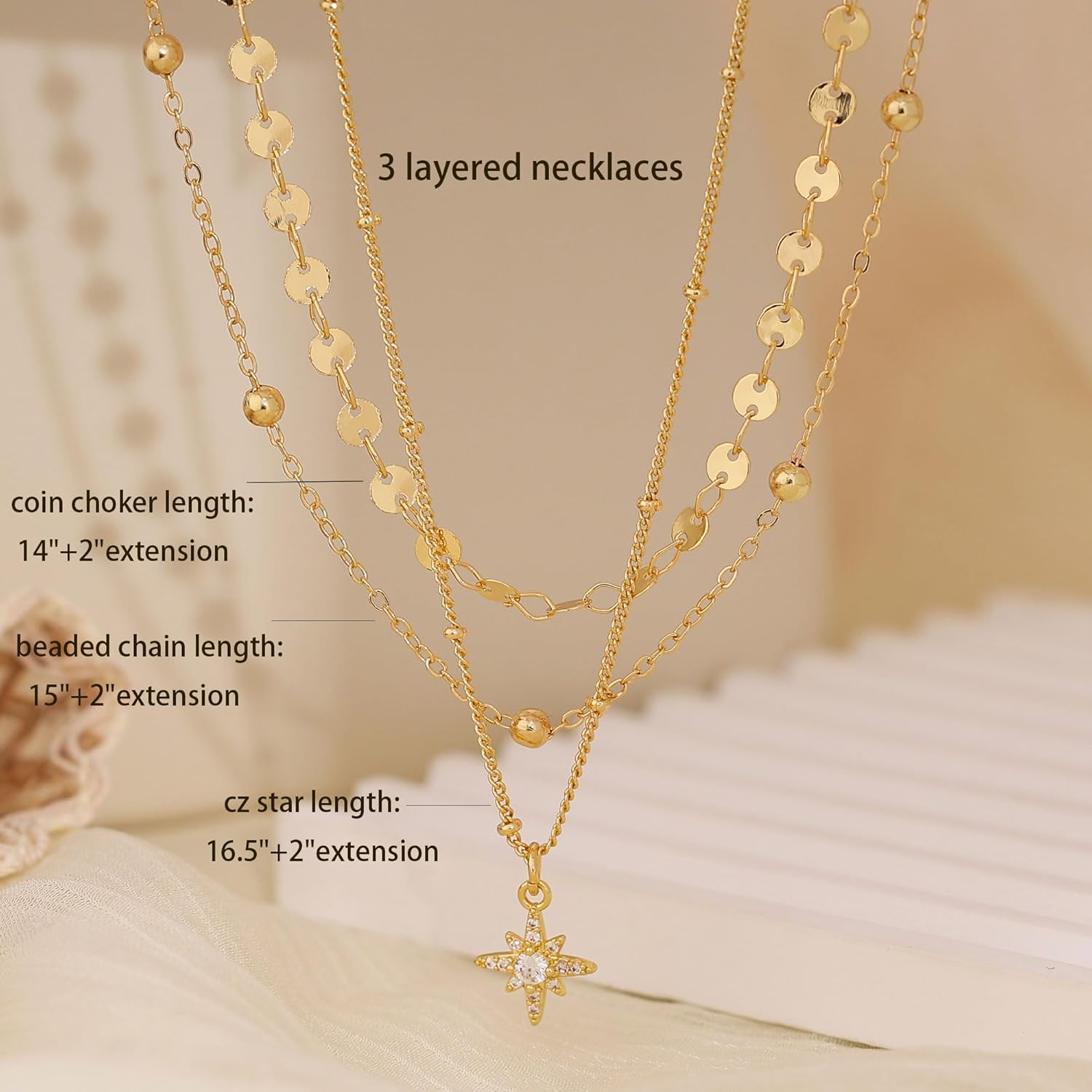 XIXINI Layered Necklaces for Women, Dainty Gold Necklace Stack 14k Gold Plated Layering Beads Choker Pendant Necklace Set Simple Statement Gold Necklaces for Women Trendy Fashion Gold Jewelry Sets