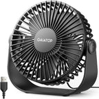 Gaiatop Usb Desk Fan, 3 Speeds Strong Airflow, 5.5 Inch Portable 90° Rotate Quiet Cooling, Small Personal Table Fans For Bedroom Home Office Travel Black