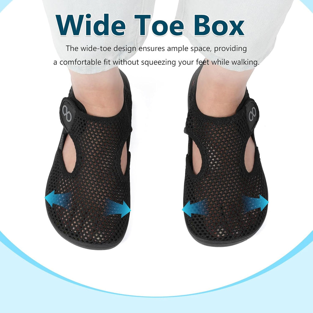 Xihalook Womens Flat Sandals Closed Toe Summer Breathable Mesh Sandals For Beach Travel Casual Walking Shoes Zero Drop Wide Barefoot Shoes