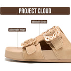 Project Cloud 100% Genuine Leather Womens Sandals Dressy - Lightweight & Non-Slip Women'S Flats Sandals Women With Plush & Soft Insole Slides Sandals For Women 2026 (Velora)