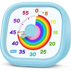 Visual Timer For Kids - 60 Minute Pomodoro Timers For Classroom Kitchen Office, Countdown Kids Timer Clock With Rainbow Disk, Desk Time Management Tool For Toddler With Silent Operation, Blue
