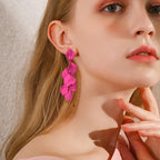Long Acrylic Rose Petal Earrings Dangle Exaggerated Flower Earrings Drop Statement Floral Tassel Earrings for Women