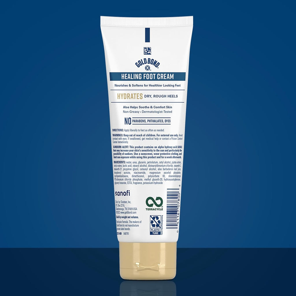 Gold Bond Healing Foot Cream for Dry Feet, 4 oz, With Aloe, Nourishes & Softens for Healthier Looking Feet
