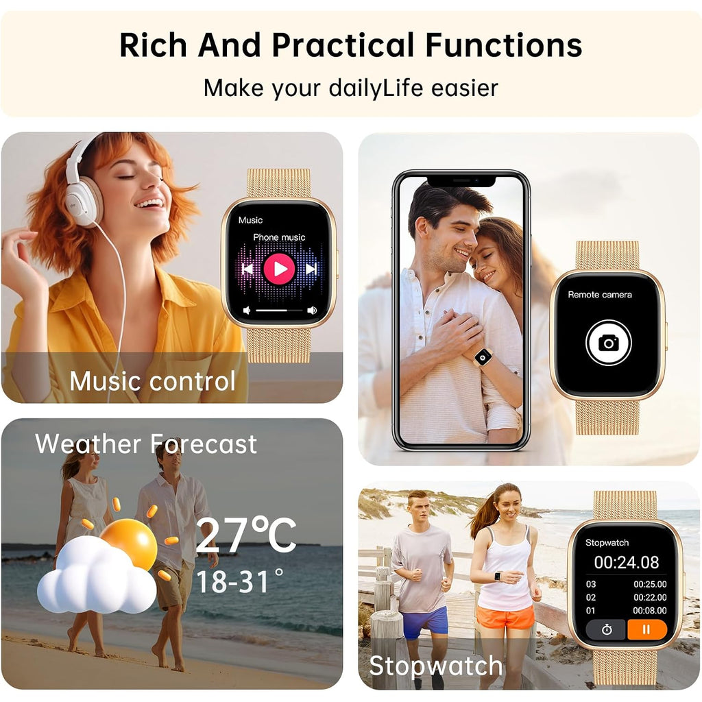 Smart Watches For Women, 1.91" Hd Fitness Tracker (Answer/Make Calls), Ip68 Waterproof, 120+ Sport Modes With Heart Rate And Sleep Monitor, Fitness Watch For Iphone/Android