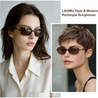Trendy Rectangle Sunglasses For Women Men Retro Fashion 90S Small Square Shades Vintage Y2K Sun Glasses