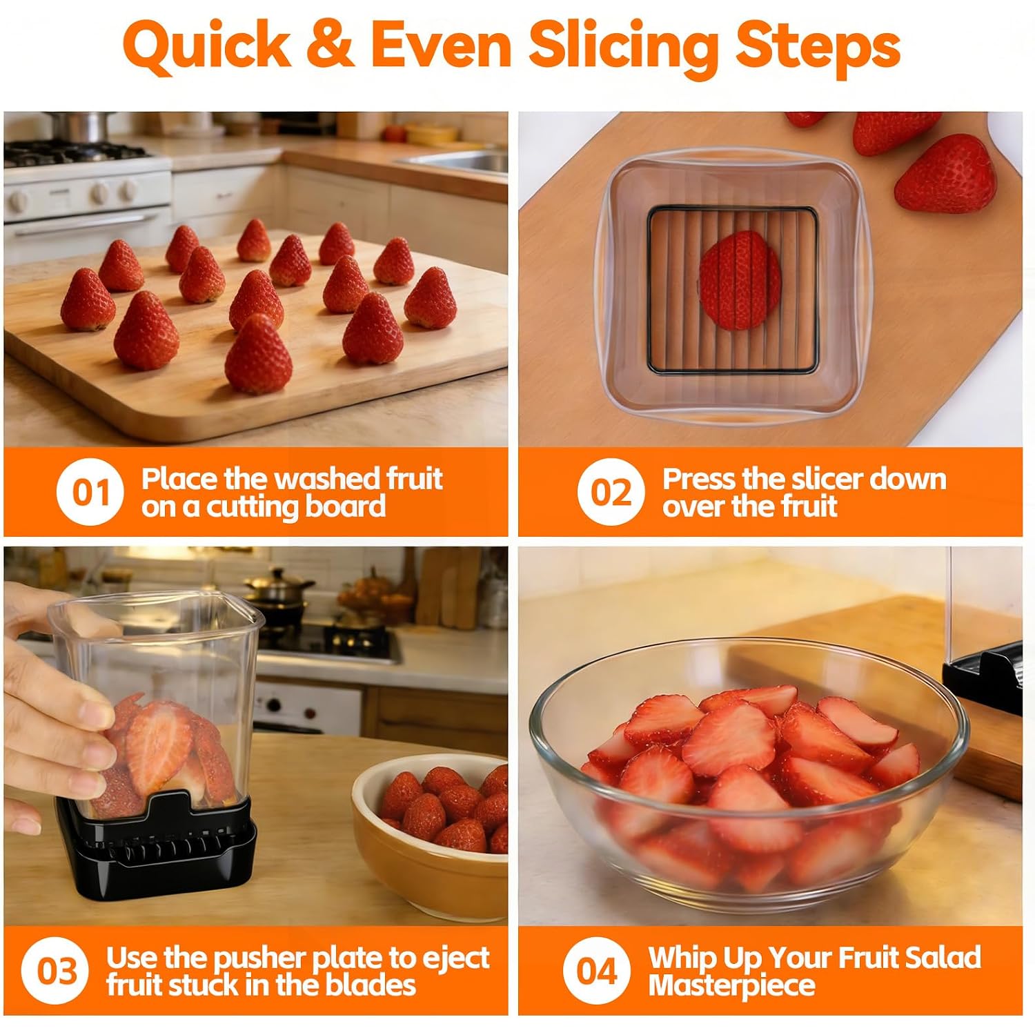 Fruit Slicer Cup For Strawberry, Banana, Hard-Boiled Egg - Detachable Cutter With Push Plate - 304 Stainless Steel Blade - Rapid & Safe Slicing Kitchen Gadget For Quick Meal Prep (Black)