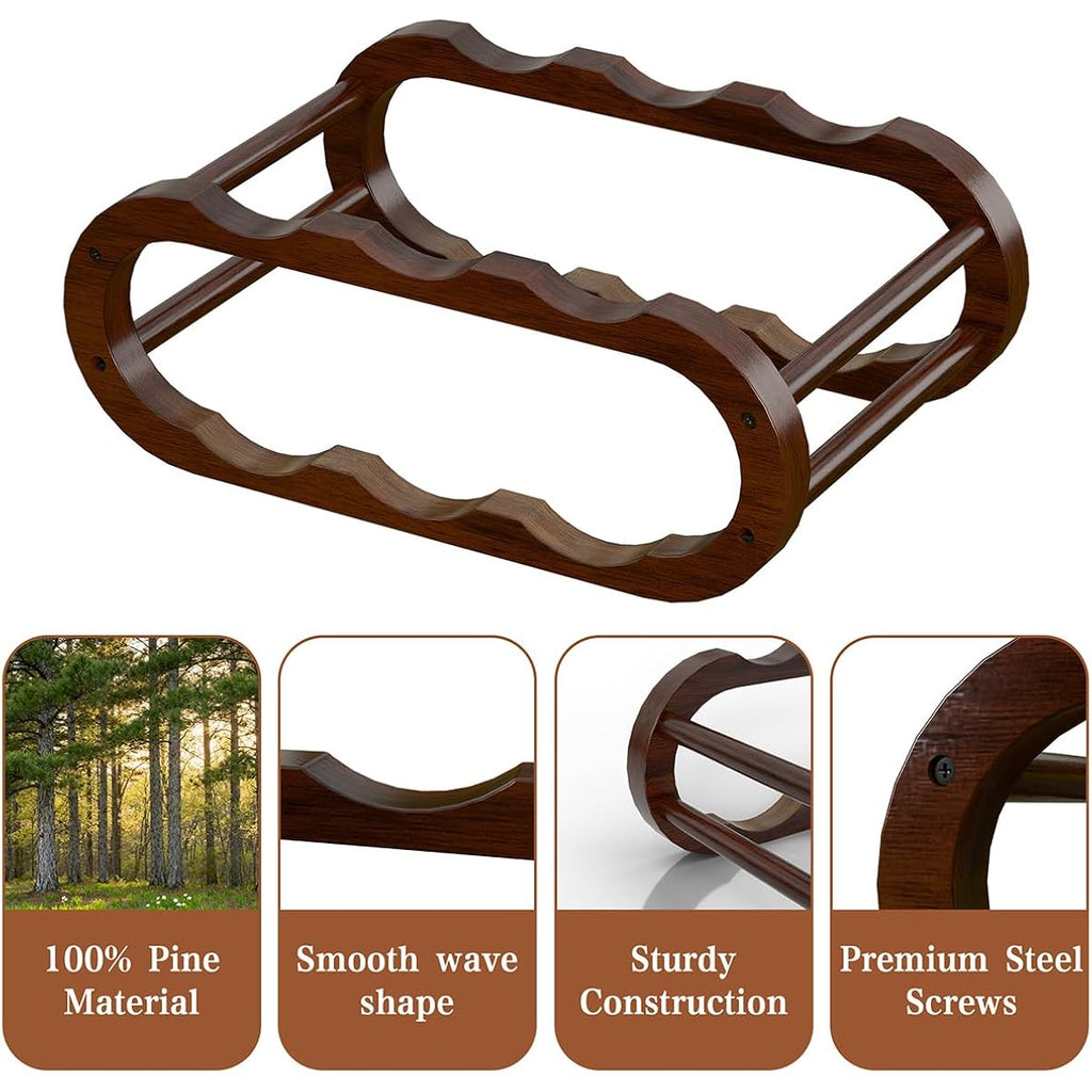 Peker Wine Rack – Small Countertop Wine Rack & Wine Bottle Holder For Cabinet And Countertop, Stylish Natural Wood Wine Holder Claret