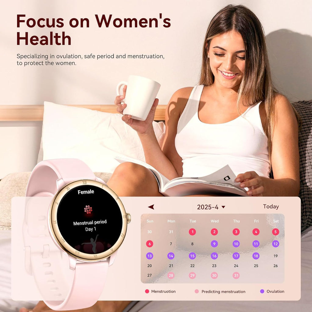 Smart Watch for Women, 1.27" HD Fitness Tracker (Answer/Make Calls) with 110+ Sport Modes/Heart Rate/Sleep Monitor, IP68 Waterproof Fitness Watch for iPhone Android, Best Gifts for Girl Yrs 15-25