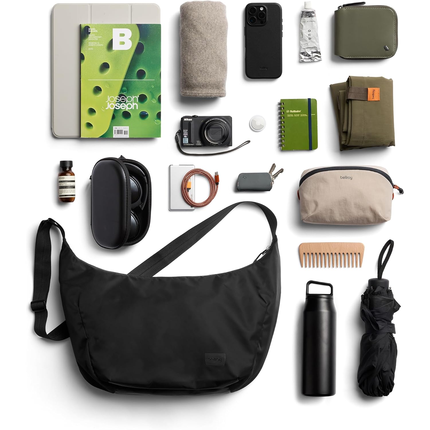 Bellroy Laneway Crescent Bag (12 Liter Streamlined, Crescent Crossbody With Internal And External Pockets, Adjustable Strap And Surprising Storage) - Ink