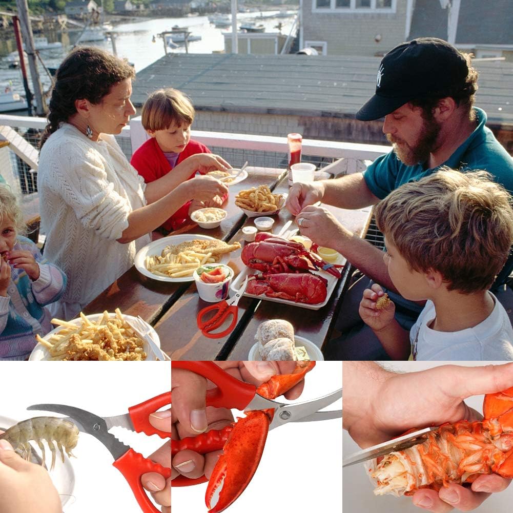 Calary 8Pcs Seafood Scissors Crab Scissors Seafood Shears Multifunctional Crab Leg Crackers And Tools