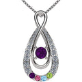Central Diamond Center Yours Infinity Mother & Child Birthstone Necklace w/ 1 to 12 Stones in Silver, 10K, or 14K Gold