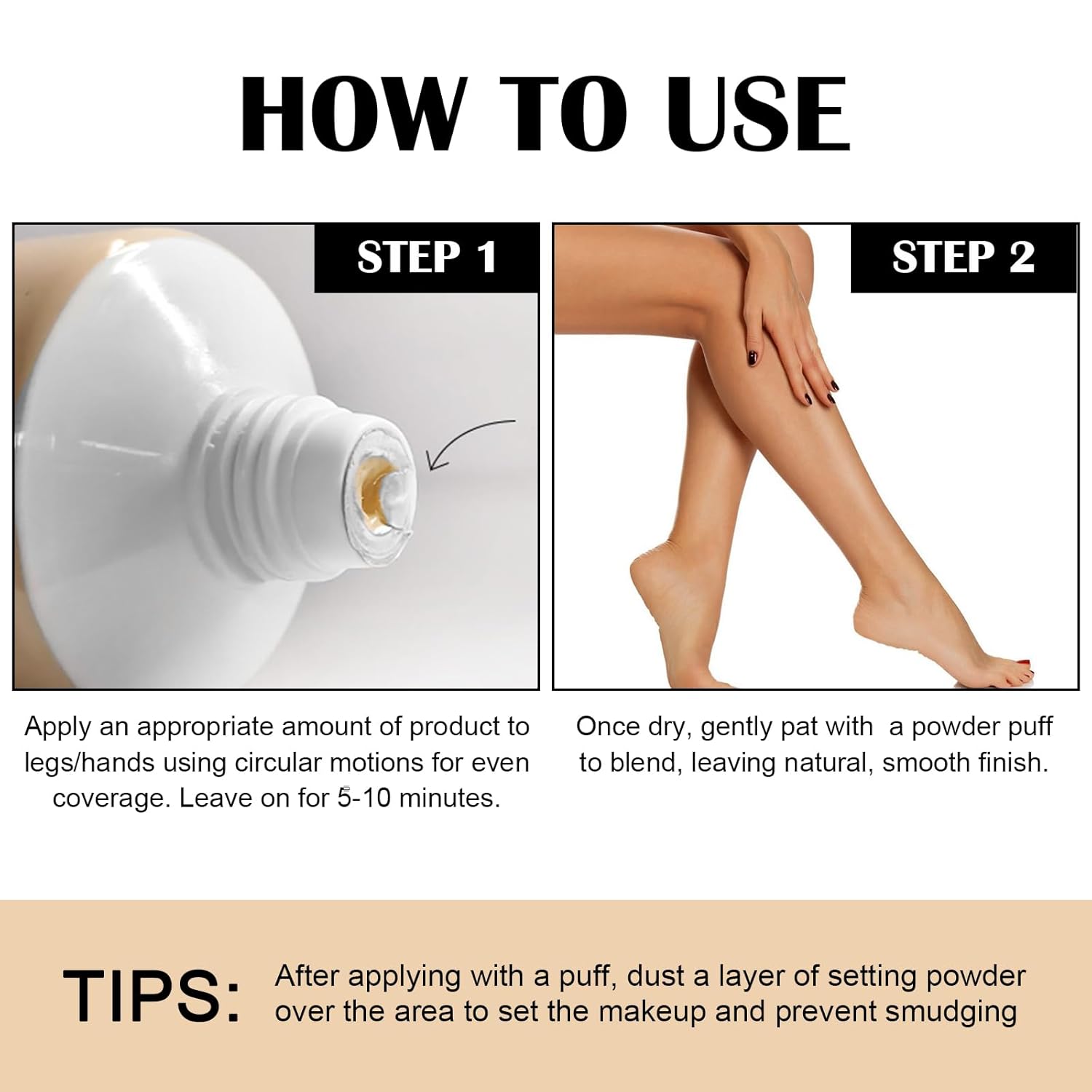 Waterproof Leg & Body Makeup Cream with Puff, Transfer-Resistant Full Coverage Concealer for Tattoos, Scars & Varicose Veins, Long-Lasting Natural Finish Foundation for All Skin Tones, 03