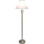 Elegant Designs Lc1001-Abs Antique Brass Three Pack Lamp Set (2 Table Lamps, 1 Floor Lamp) With Fabric White Bell Shaped Shades