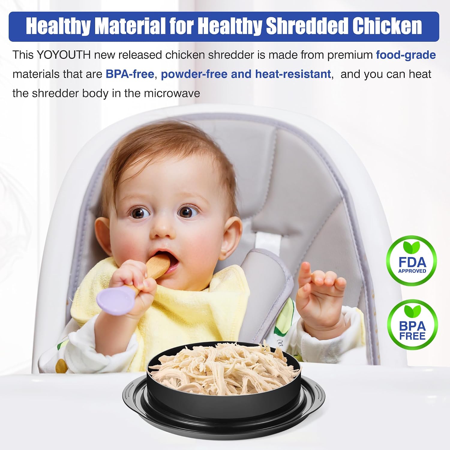Chicken Shredder Tool Twist: 2026 Pro Food-Grade Visible Meat Shredder With Strong Anti-Slip Base, Ergonomic Handle, Chicken Breast Shredder, Suitable For Pork Beef Chicken - Black