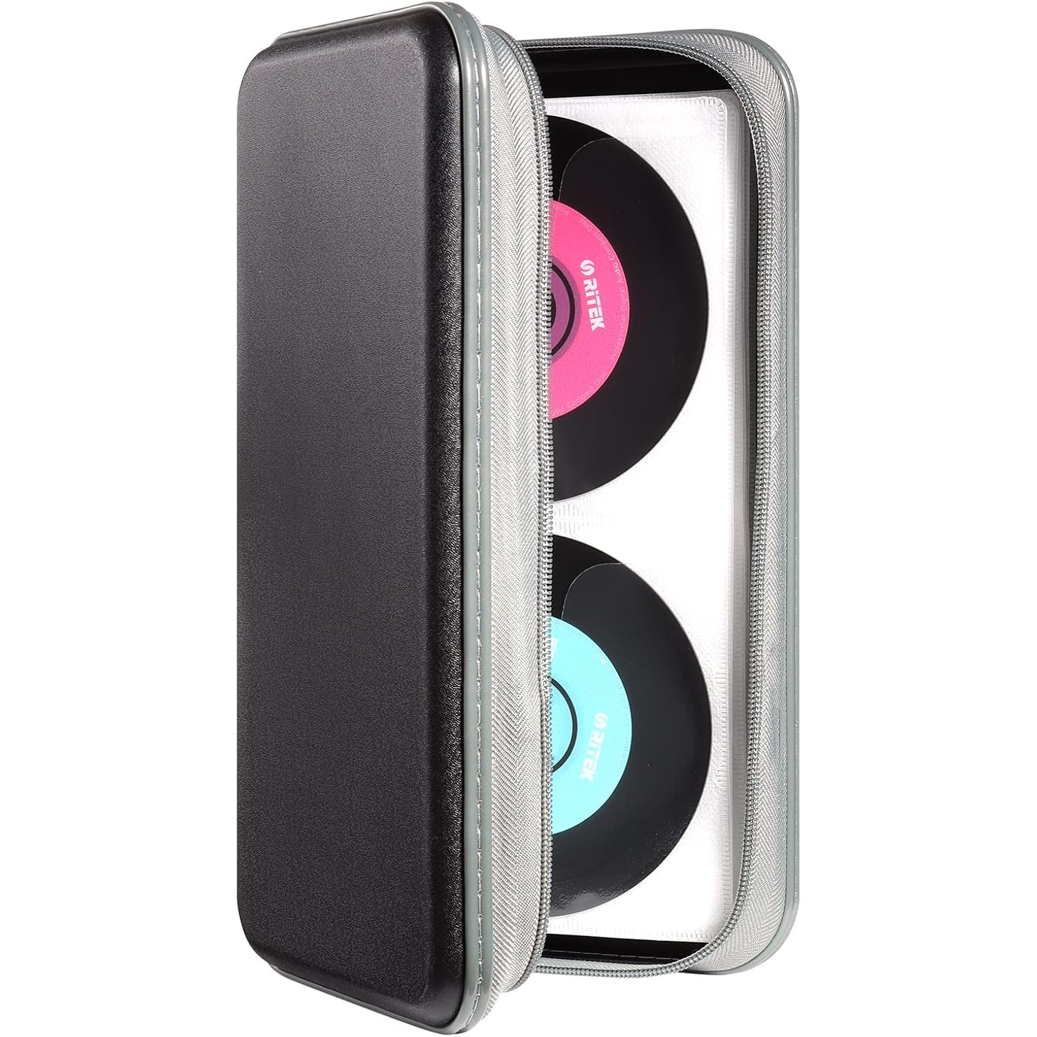 Uentip Cd Case,96 Capacity Hard Plastic Dvd Case Holder For Car Home Travel | Cd Dvd Storage,Zipper Closure,Scratch-Resistant Sleeves,Stay Away Dust And Damp,Storage Music Video Gaming Discs Blu-Ray