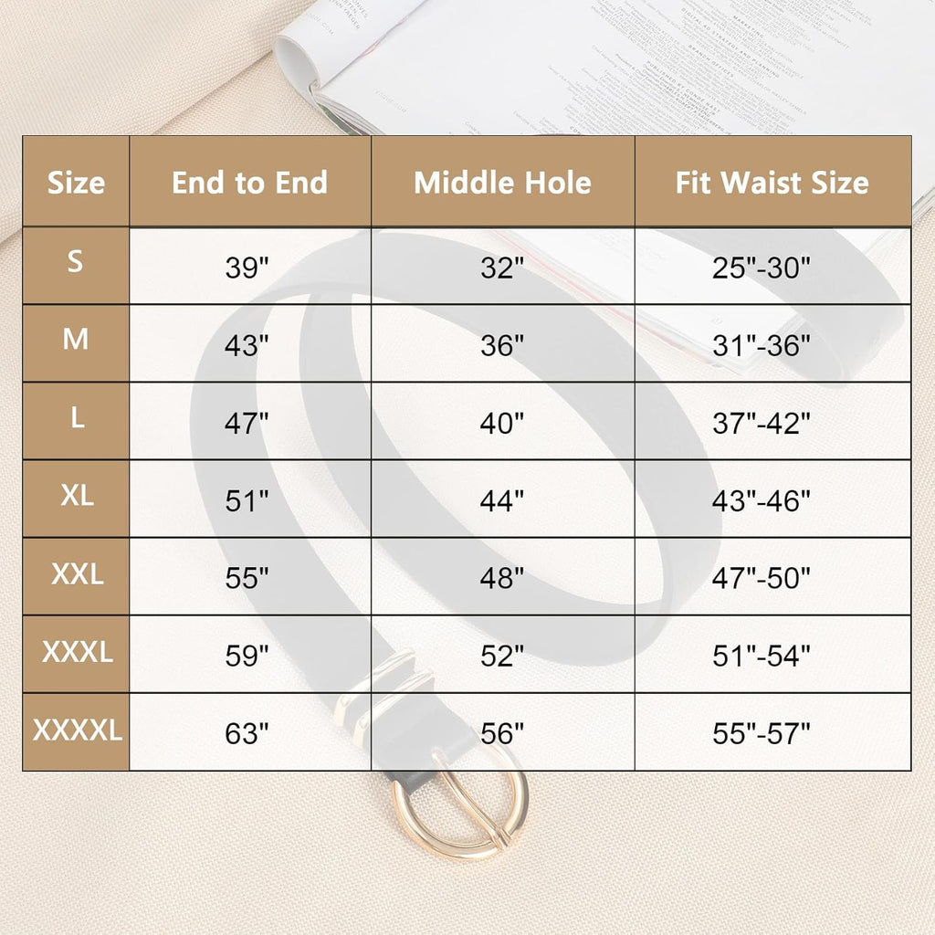 VONMELLI 2 Pack Women's Leather Belts for Jeans Dresses Fashion Gold Buckle Ladies Belt