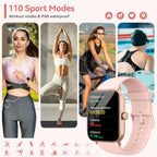 Smart Watches for Women, 1.8" Touch Screen Fitness Watch with Heart Rate, Pedometer, IP68 Waterproof Smartwatch for iPhone Android, 2 Packs